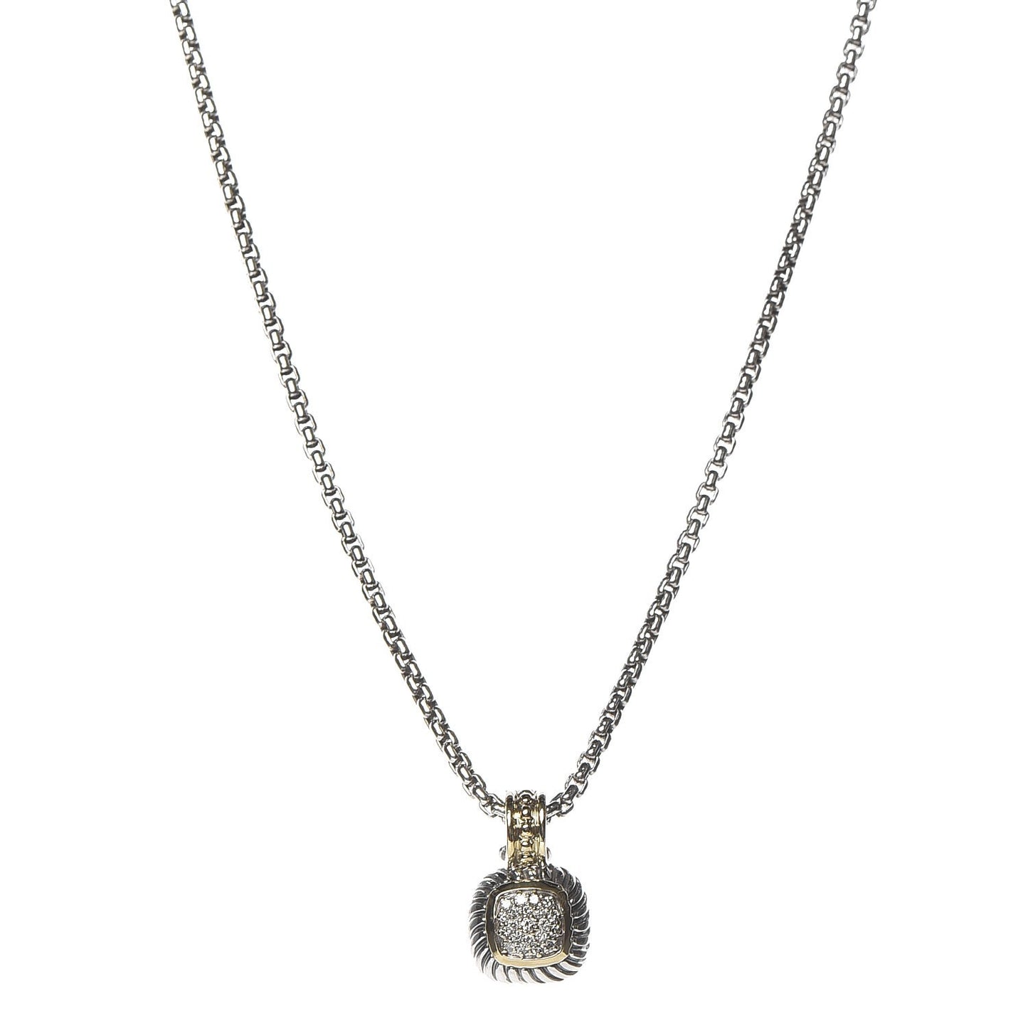 Sterling Silver 18K Gold Diamond 7mm Albion Enhancer Pendant Necklace