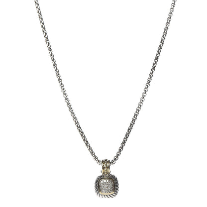 David Yurman Sterling Silver 18K Gold Diamond 7mm Albion Enhancer Pendant Necklace 1 of 6