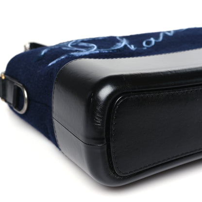 Chanel Calfskin Wool Embroidered Paris Hamburg Medium Gabrielle Hobo Dark Navy Blue 9 of 10