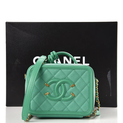 Chanel Caviar Quilted Small CC Filigree Vanity Case Green 9 of 9