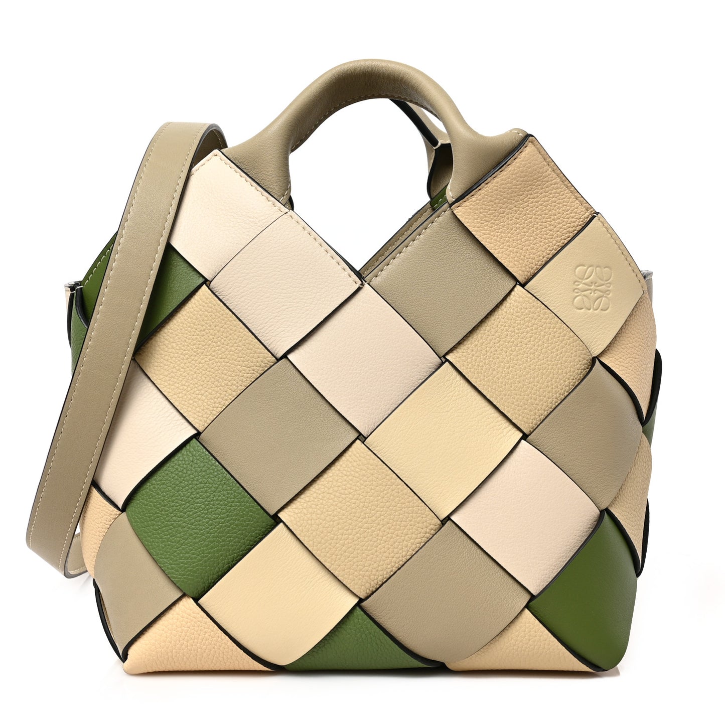 Calfskin Woven Small The Surplus Collection Basket Bag Avocado Ivory