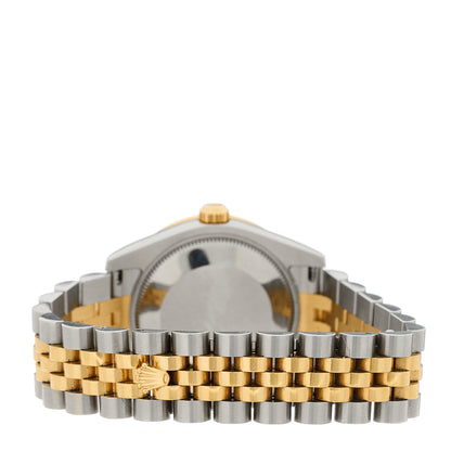 Rolex Stainless Steel 18K Yellow Gold Diamond Bezel 31mm Oyster Perpetual Datejust Watch Olive Green Roman 178383 3 of 5