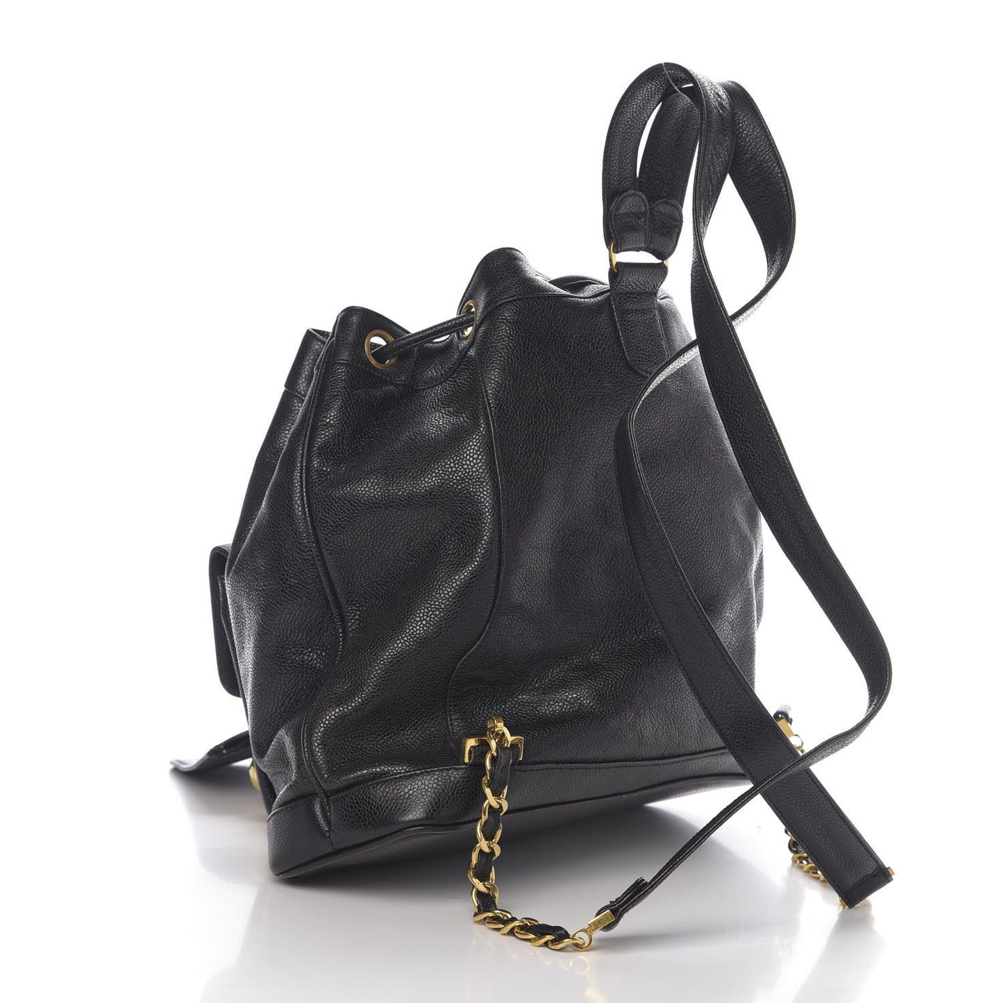 Caviar Drawstring Backpack Bag Black