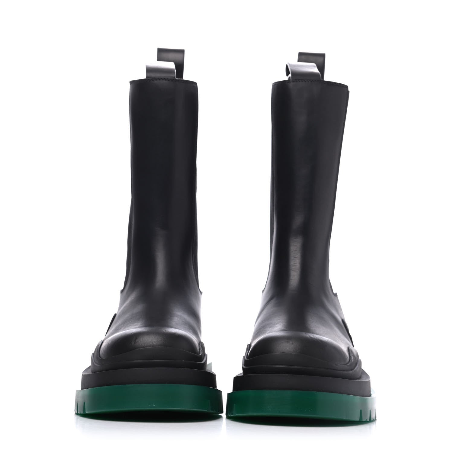 Bottega Veneta Calfskin The Tire Chelsea Boots 37 Black Green 2 of 15