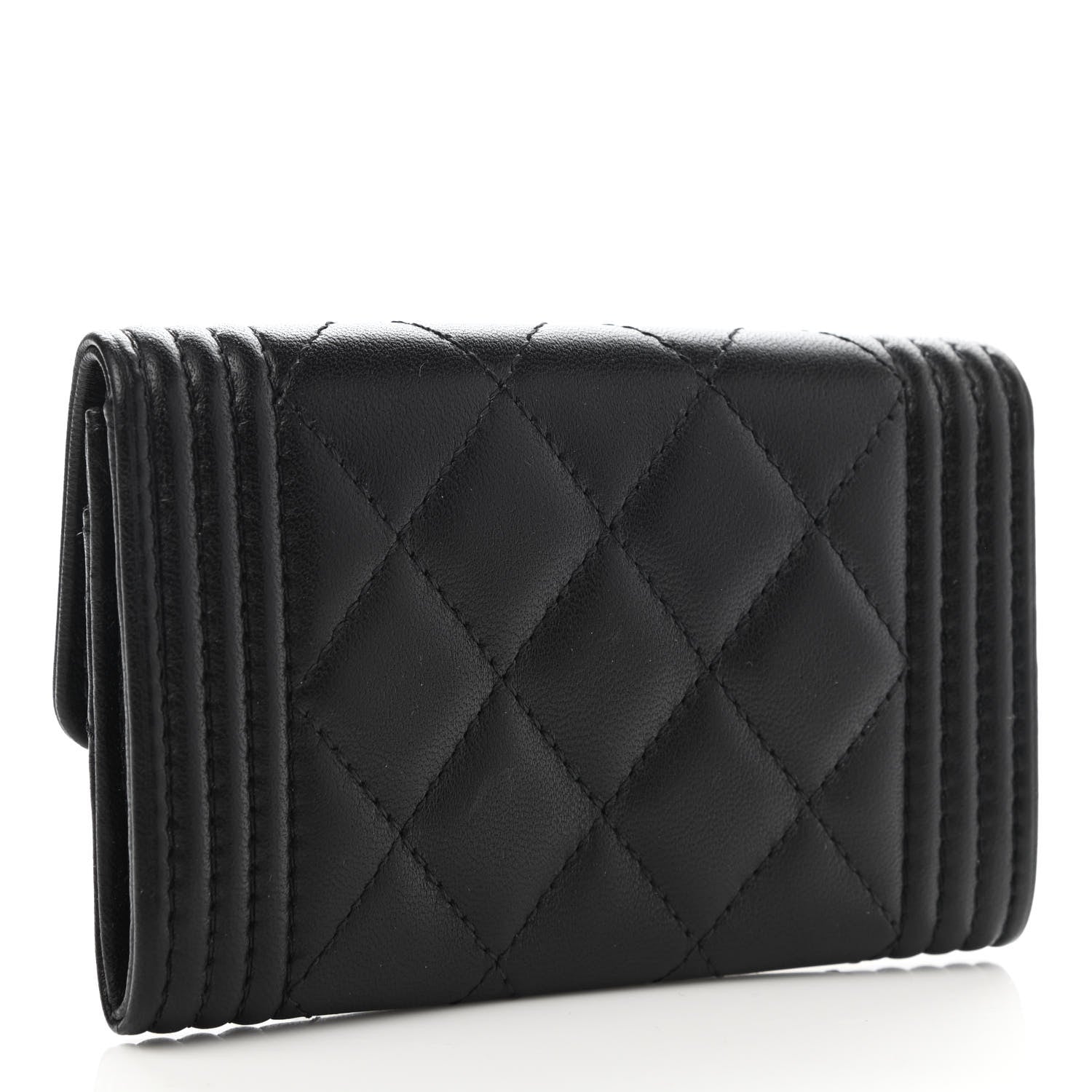 Chanel Lambskin Quilted Boy Flap Card Holder Black 3 of 9