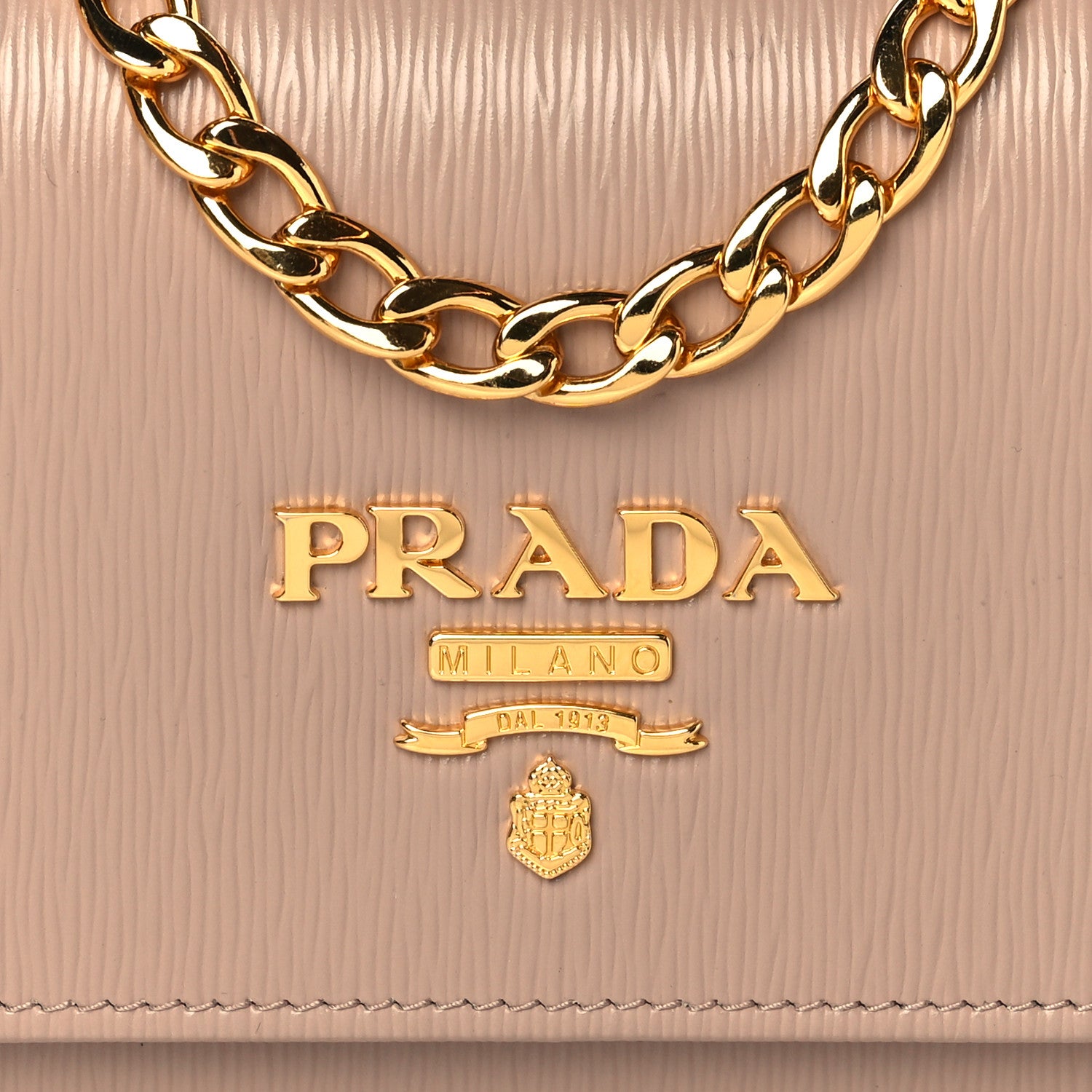 Prada Vitello Move Metal Oro Chain Wallet Cipria 6 of 8