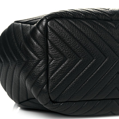Chanel Deerskin Chevron Large CC Chain Bucket Drawstring Bag Black 8 of 9
