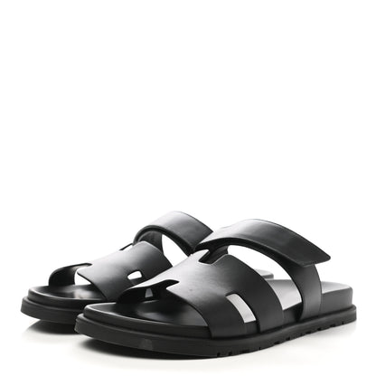 Hermes Calfskin Mens Chypre Sandals 43.5 Black 3 of 13