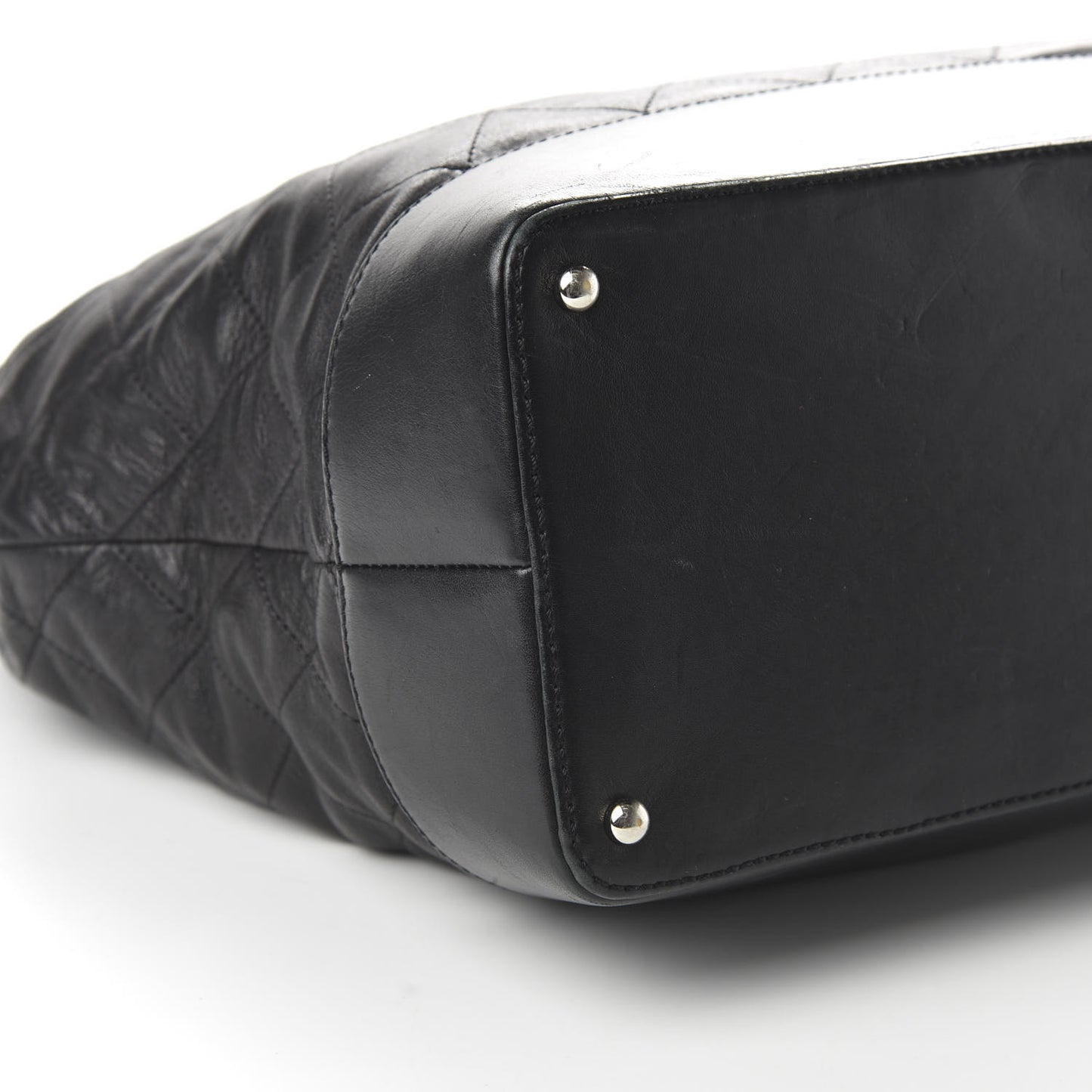 Calfskin Stitched Large VIP Shopping Tote Black