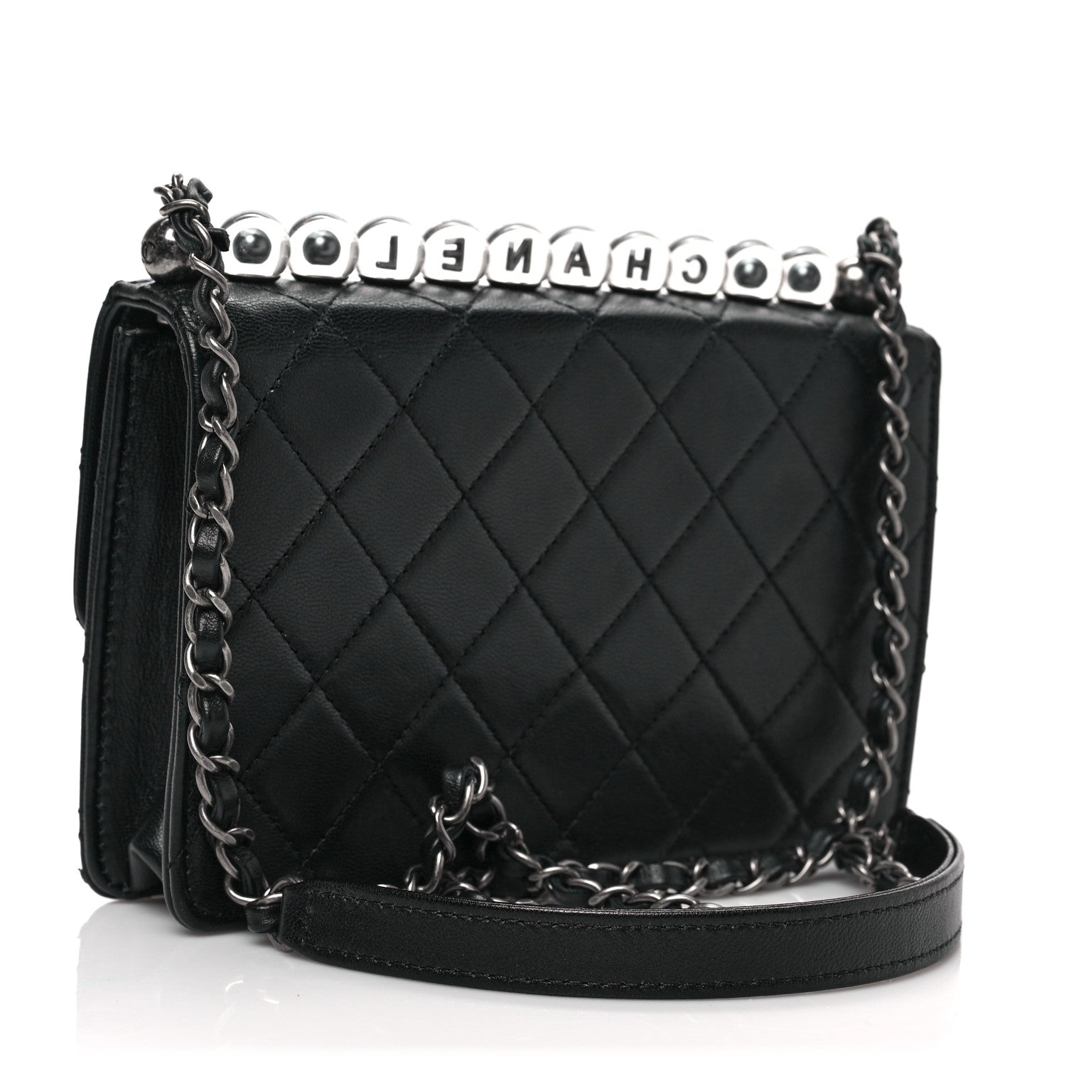 Chanel Goatskin Quilted Logo Small Chic Flap Black 2 of 7