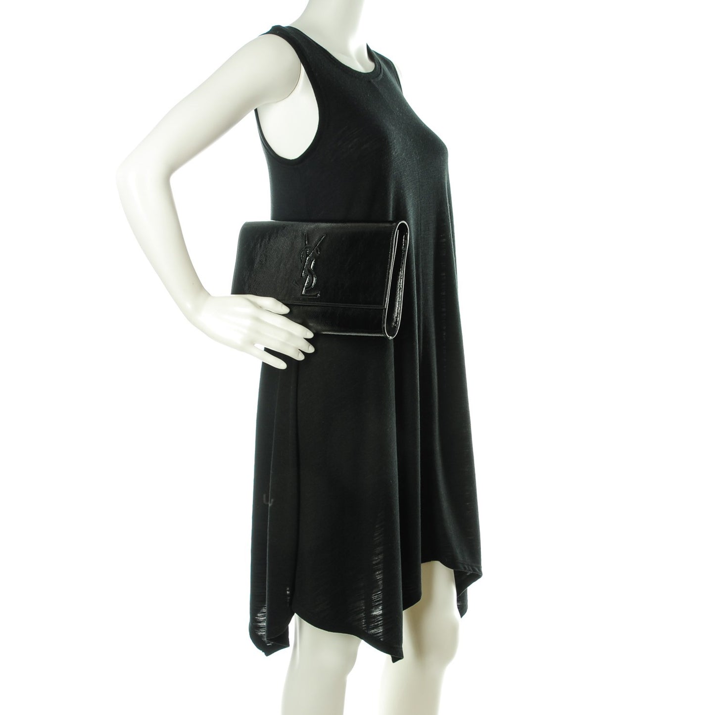 Textured Patent Monogram Large Belle De Jour Clutch Black