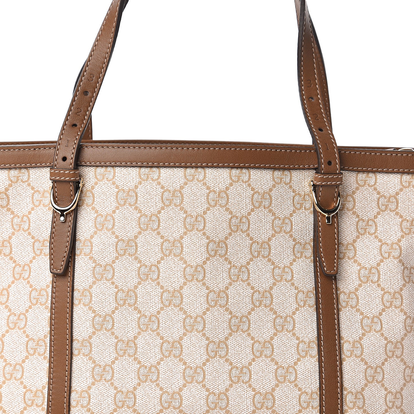 GG Supreme Monogram Calfskin Small Nice Tote New Mystic White Beige Brown