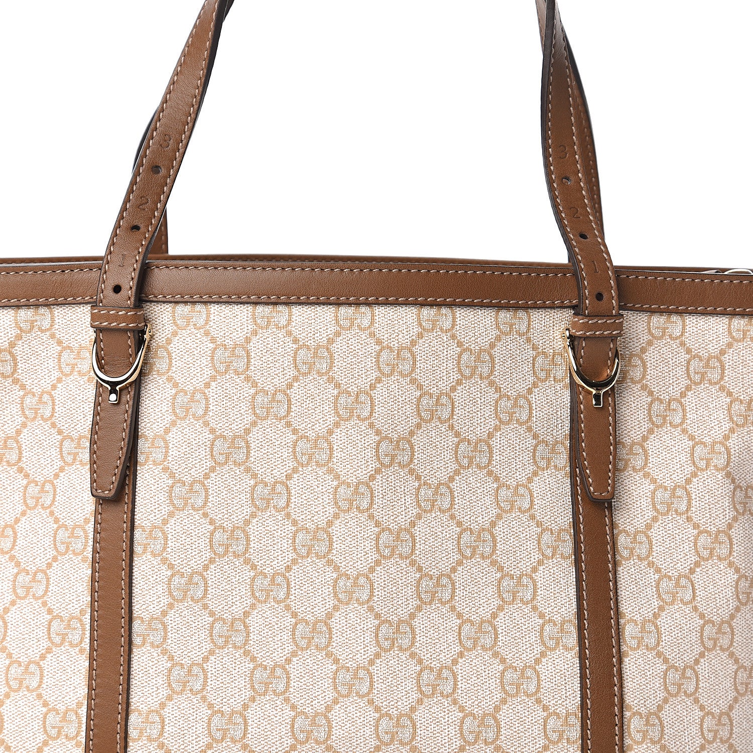 Gucci GG Supreme Monogram Calfskin Small Nice Tote New Mystic White Beige Brown 9 of 9