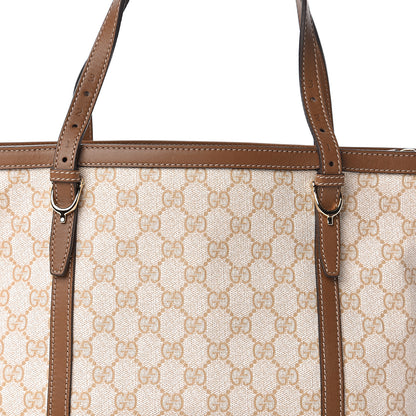Gucci GG Supreme Monogram Calfskin Small Nice Tote New Mystic White Beige Brown 9 of 9