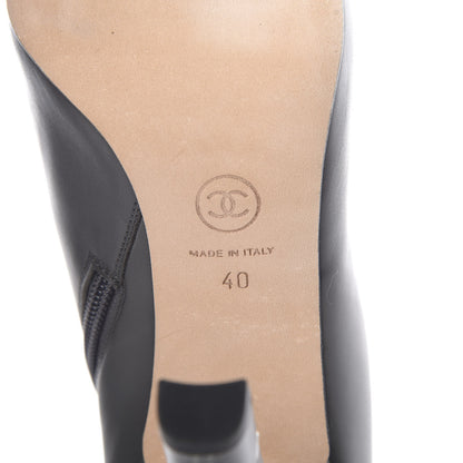 Chanel Calfskin Patent CC Cap Toe Ankle Boots 39 40 Grey Black 8 of 9
