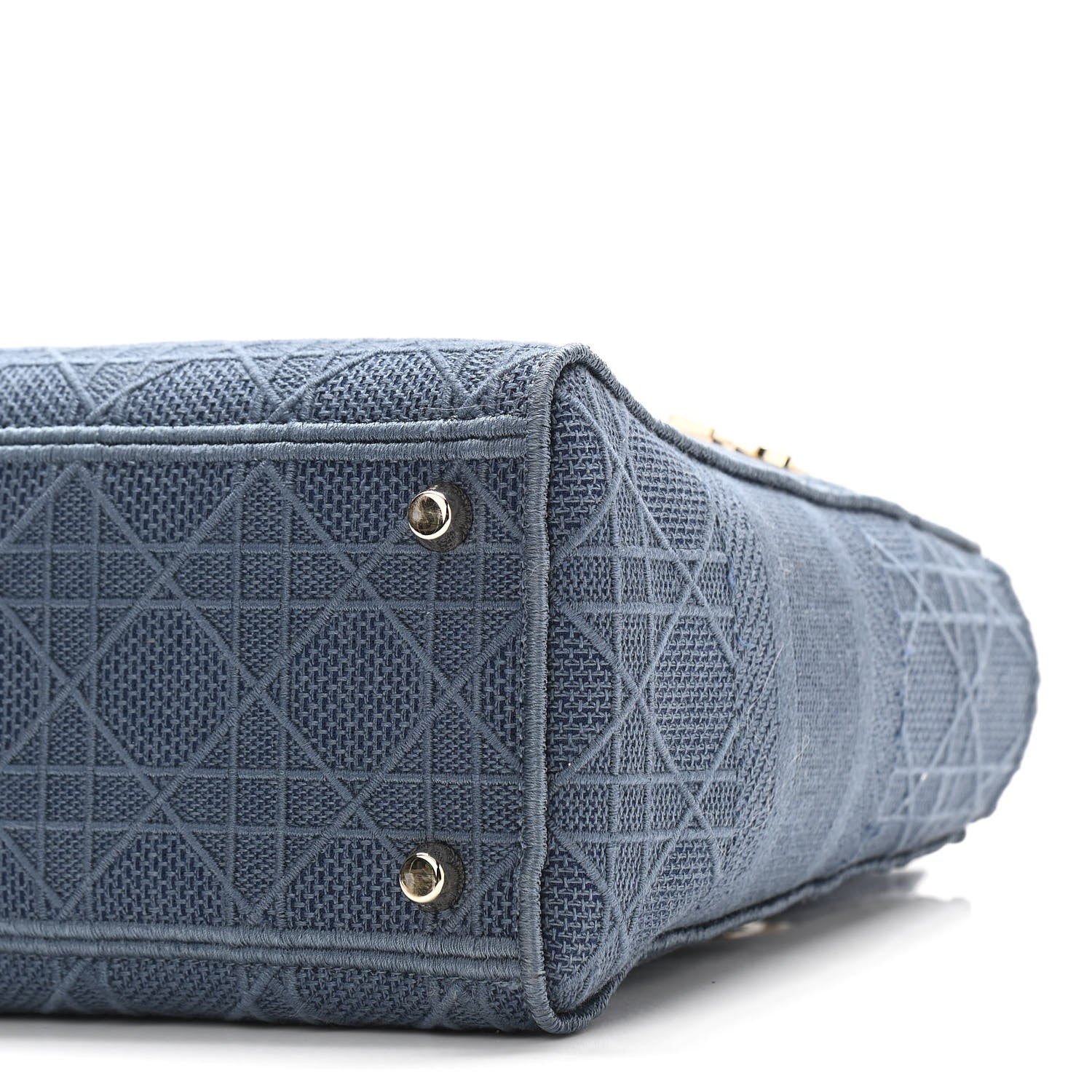 Christian Dior Canvas Embroidered Cannage Medium Lady D-Lite Denim Blue 9 of 10