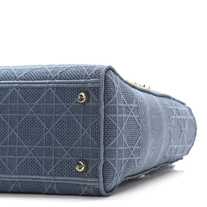 Christian Dior Canvas Embroidered Cannage Medium Lady D-Lite Denim Blue 9 of 10