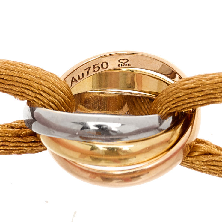 18K Pink Yellow White Gold Trinity Adjustable Cord Bracelet Gold