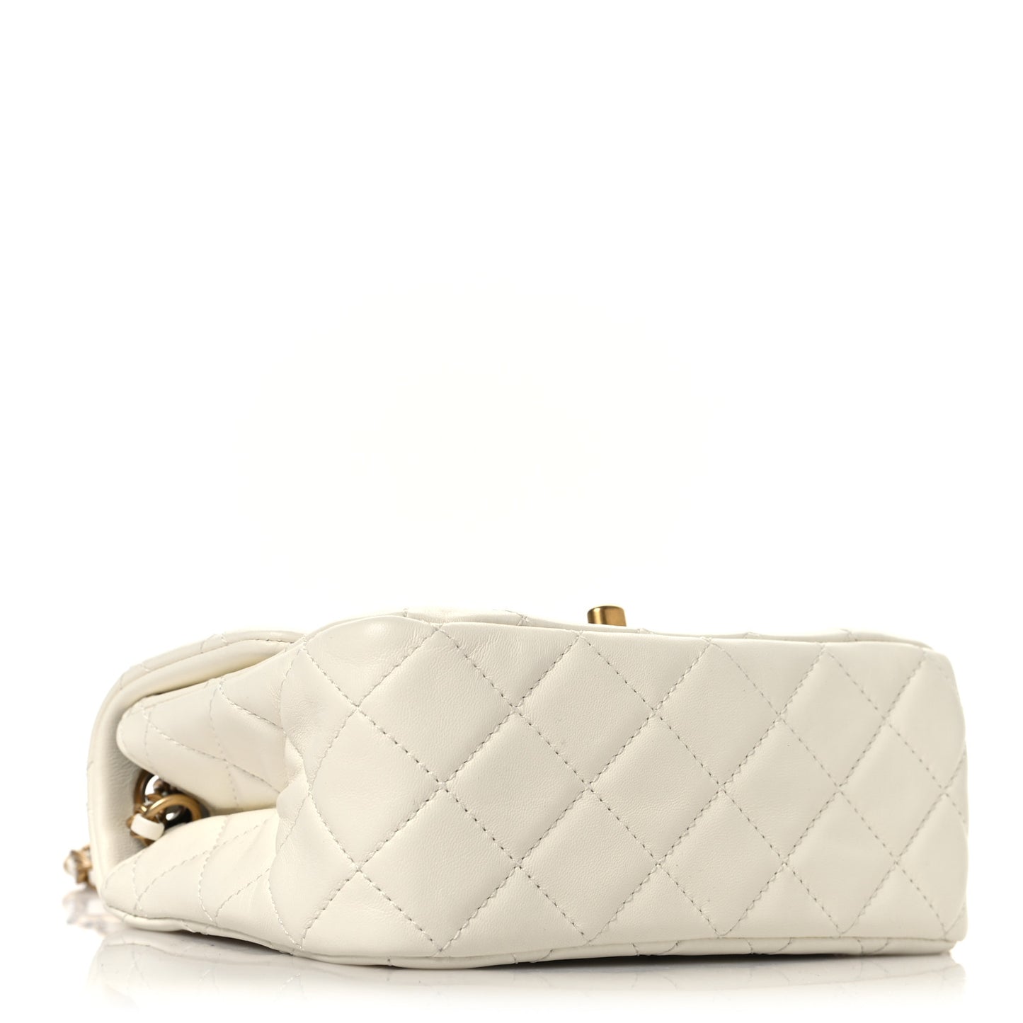 Lambskin Quilted Mini Pearl Crush Flap White