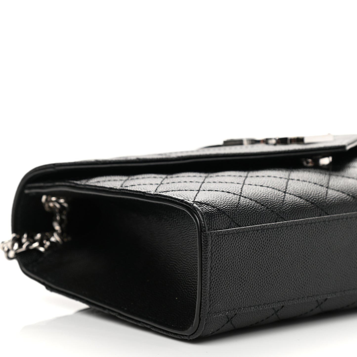 Grain De Poudre Textured Mixed Matelasse Triquilt Medium Monogram Satchel Black
