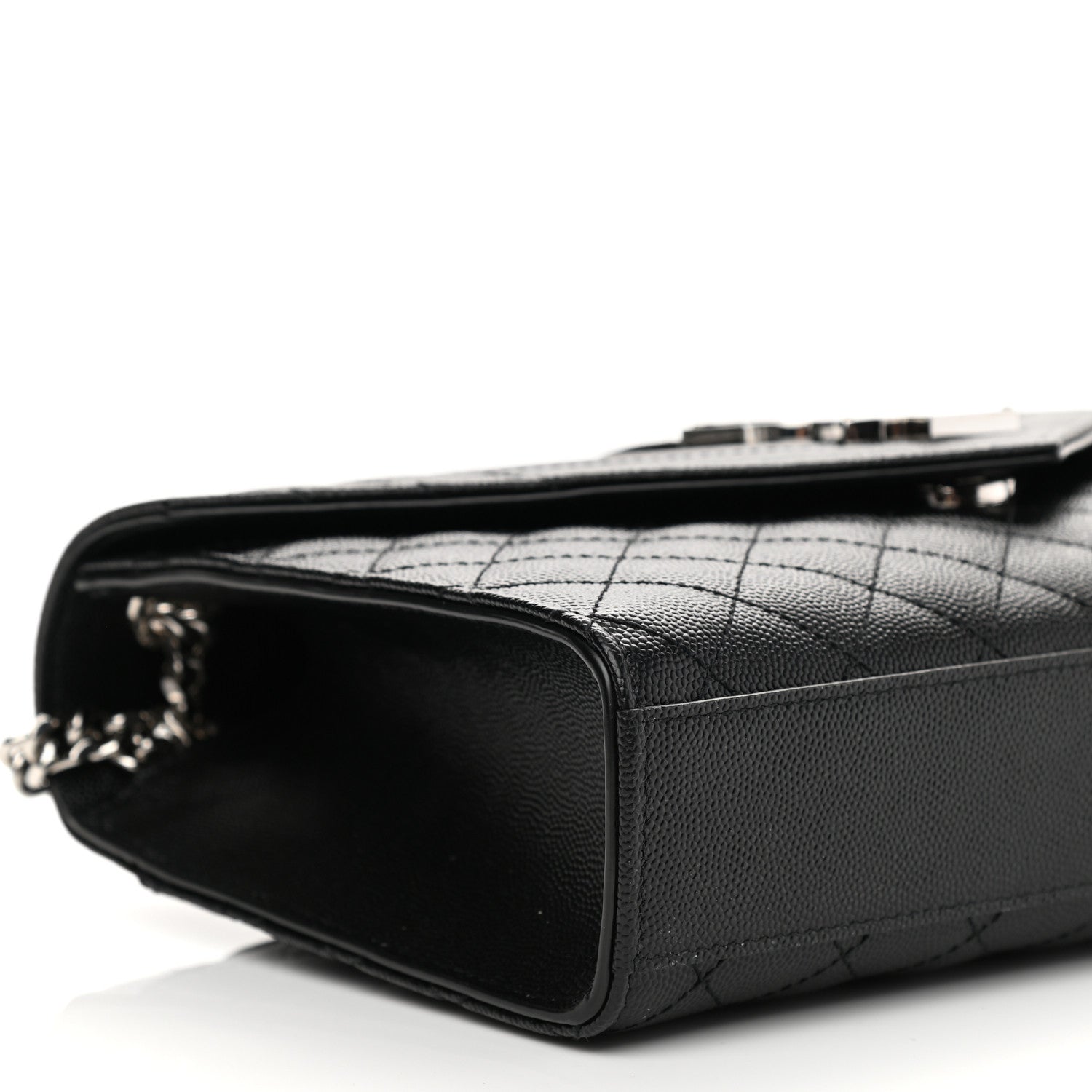 Saint Laurent Grain De Poudre Textured Mixed Matelasse Triquilt Medium Monogram Satchel Black 6 of 7