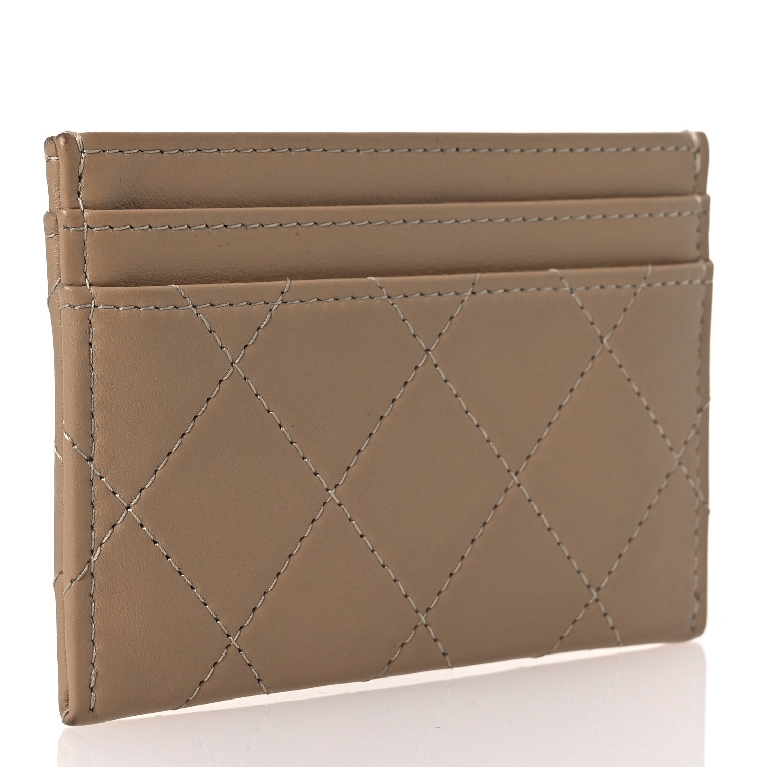 Chanel Lambskin Quilted Card Holder Dark Beige 3 of 14