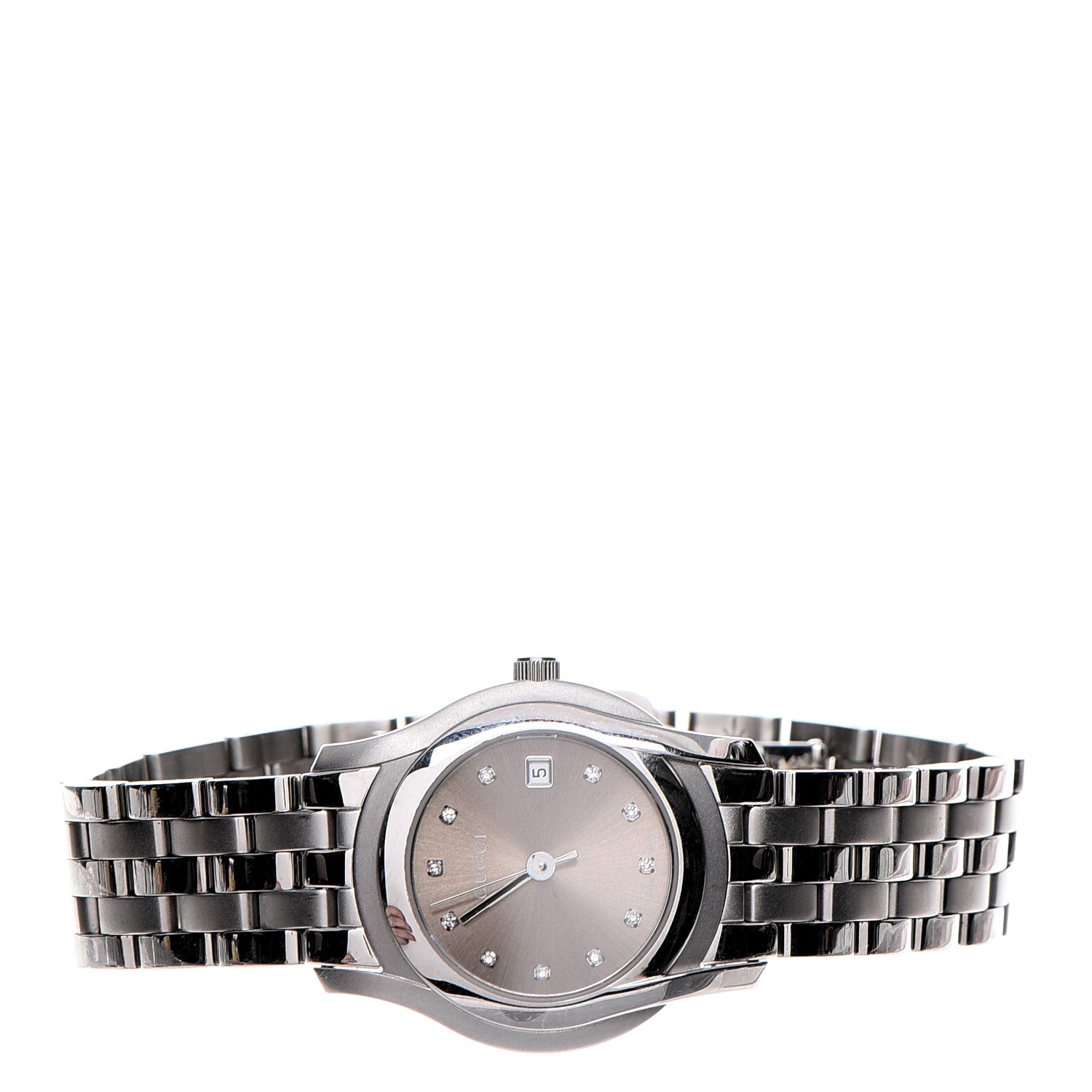 Gucci Stainless Steel Diamond 27mm 5500L Quartz Watch Brown 3 of 6