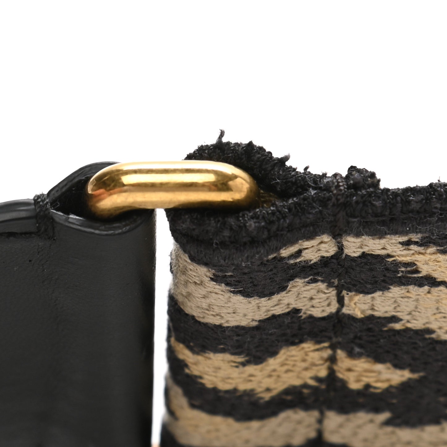 Canvas Mizza Embroidered Leopard Shoulder Strap Beige Black