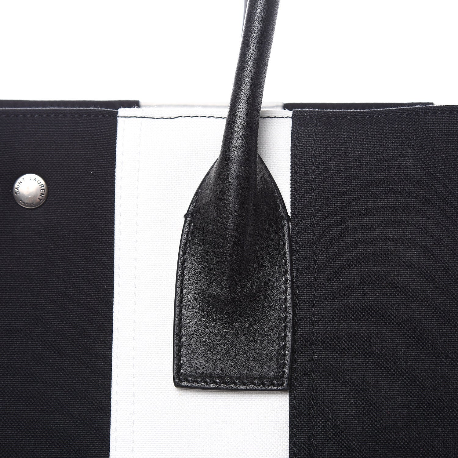 Saint Laurent Canvas Noe Striped Tote Black White 10 of 12