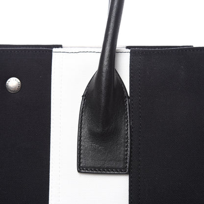 Saint Laurent Canvas Noe Striped Tote Black White 10 of 12