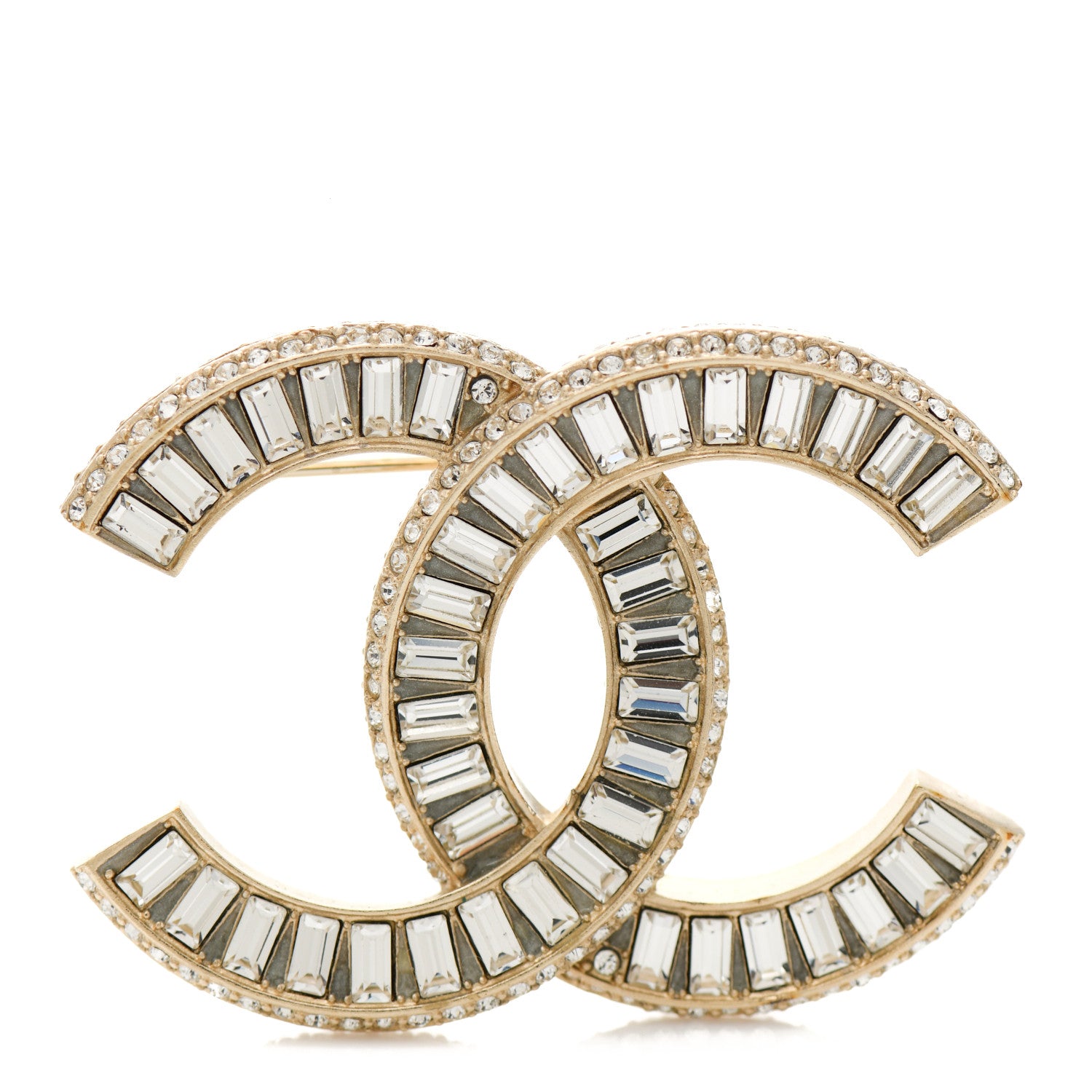 Chanel Baguette Crystal CC Brooch Gold 1 of 5