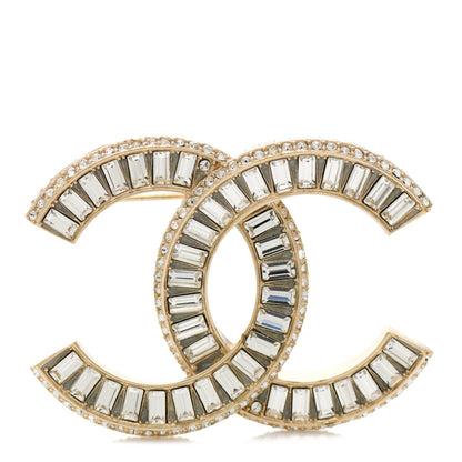 Chanel Baguette Crystal CC Brooch Gold 1 of 5