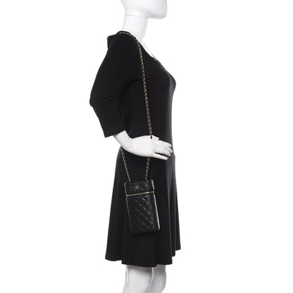 Chanel Caviar Quilted Phone Holder With Chain Black 2 of 10