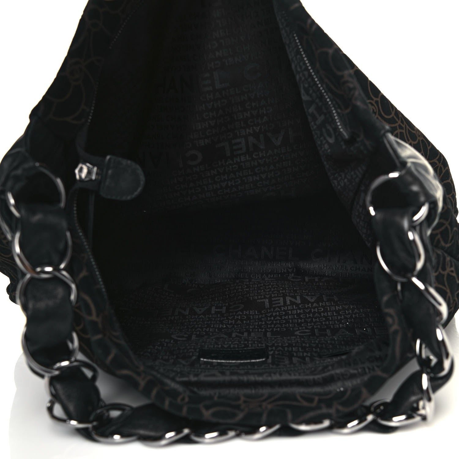 Chanel Suede Camellia Hobo Bag Black 5 of 14