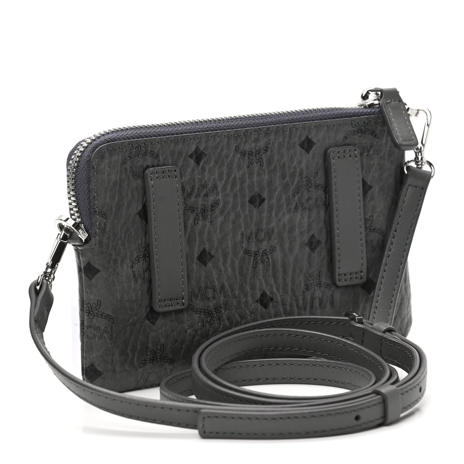 MCM Visetos Crossbody Tech Pouch Grey 3 of 7