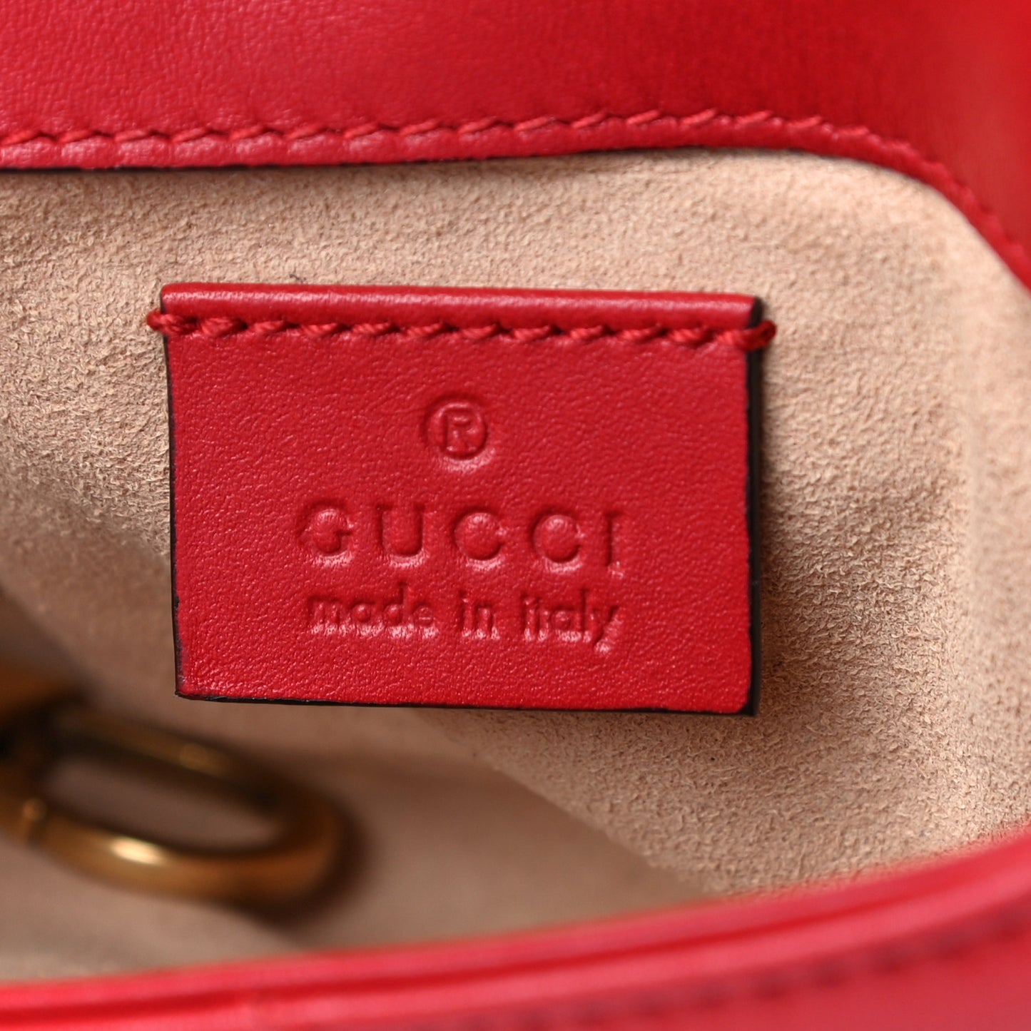 Calfskin Matelasse Super Mini GG Marmont Shoulder Bag Hibiscus Red