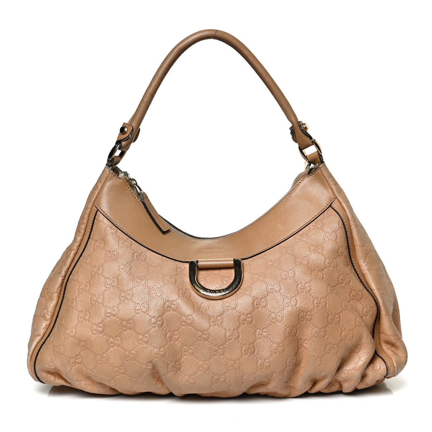 Guccissima Large D Gold Hobo Tan