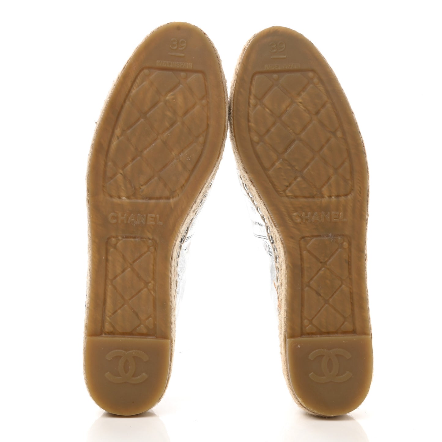Laminated Goatskin CC Espadrilles 39 Silver
