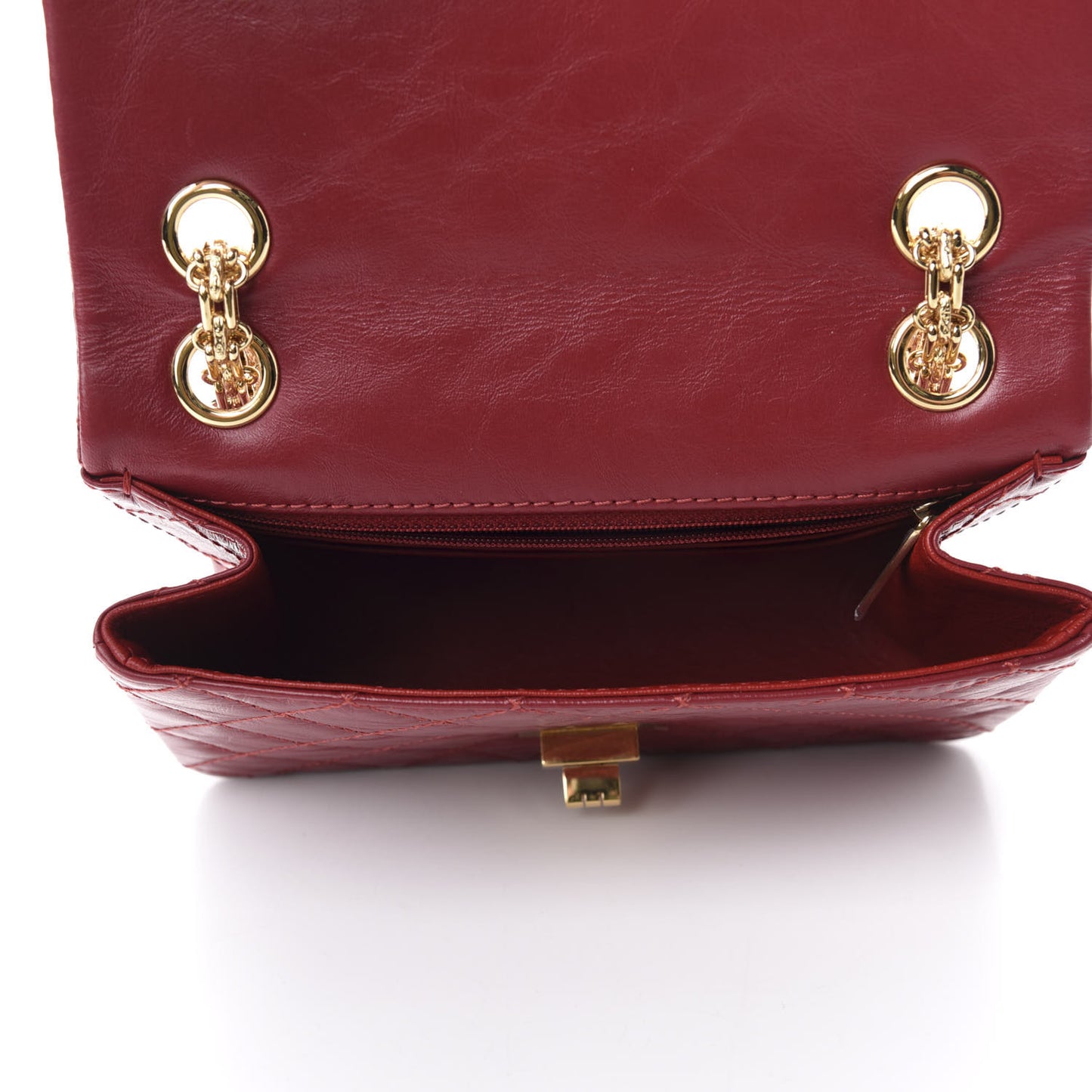Aged Calfskin Quilted 2.55 Reissue Mini Flap Red