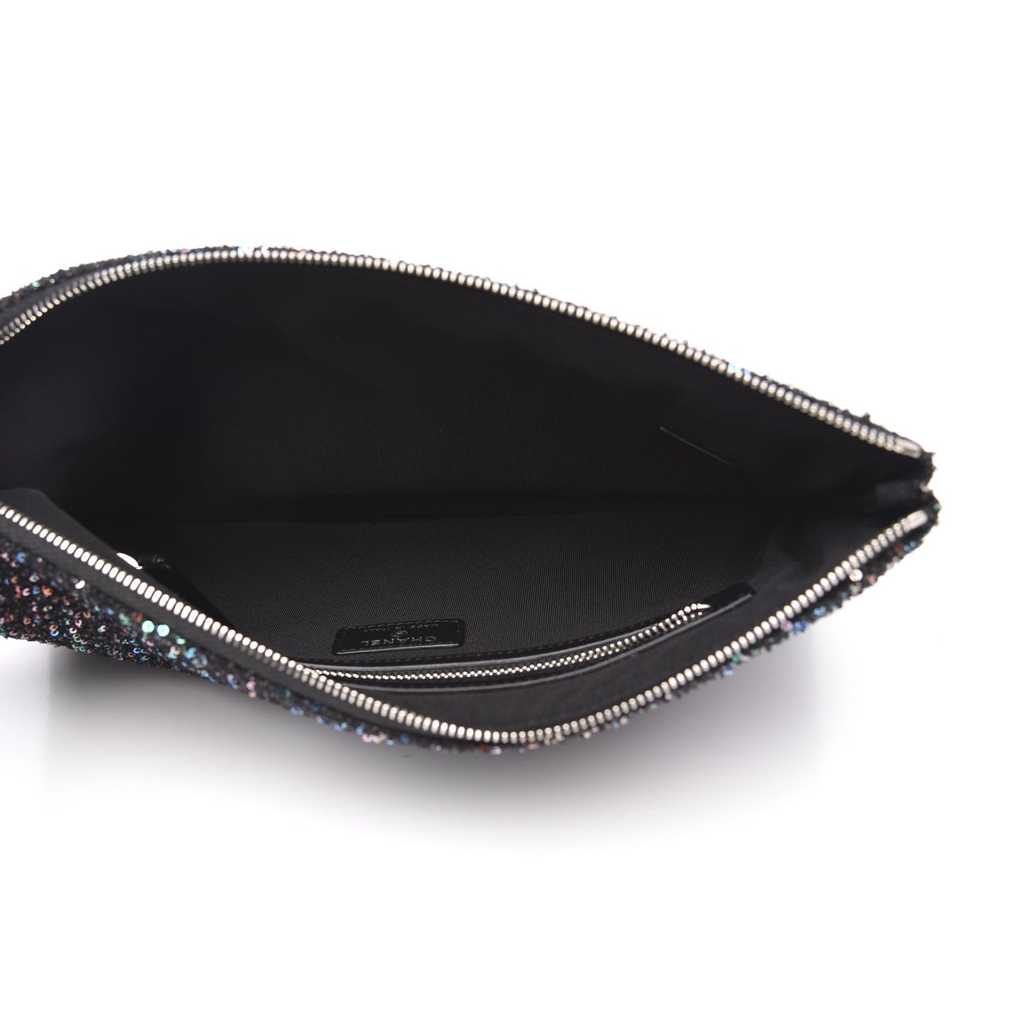 Canvas Sequin Medium Deauville Cosmetic Pouch Black