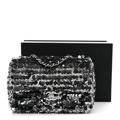 Chanel Sequin Camellia Small Single Flap Silver Black 11 of 11