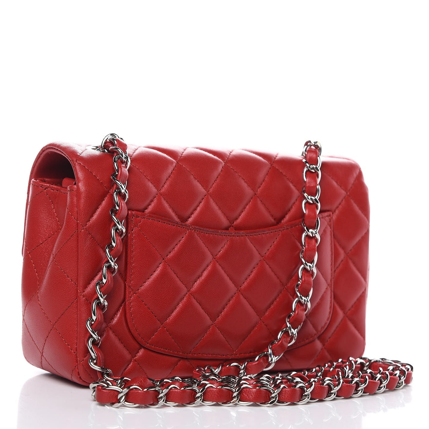 Lambskin Quilted Mini Rectangular Flap Red