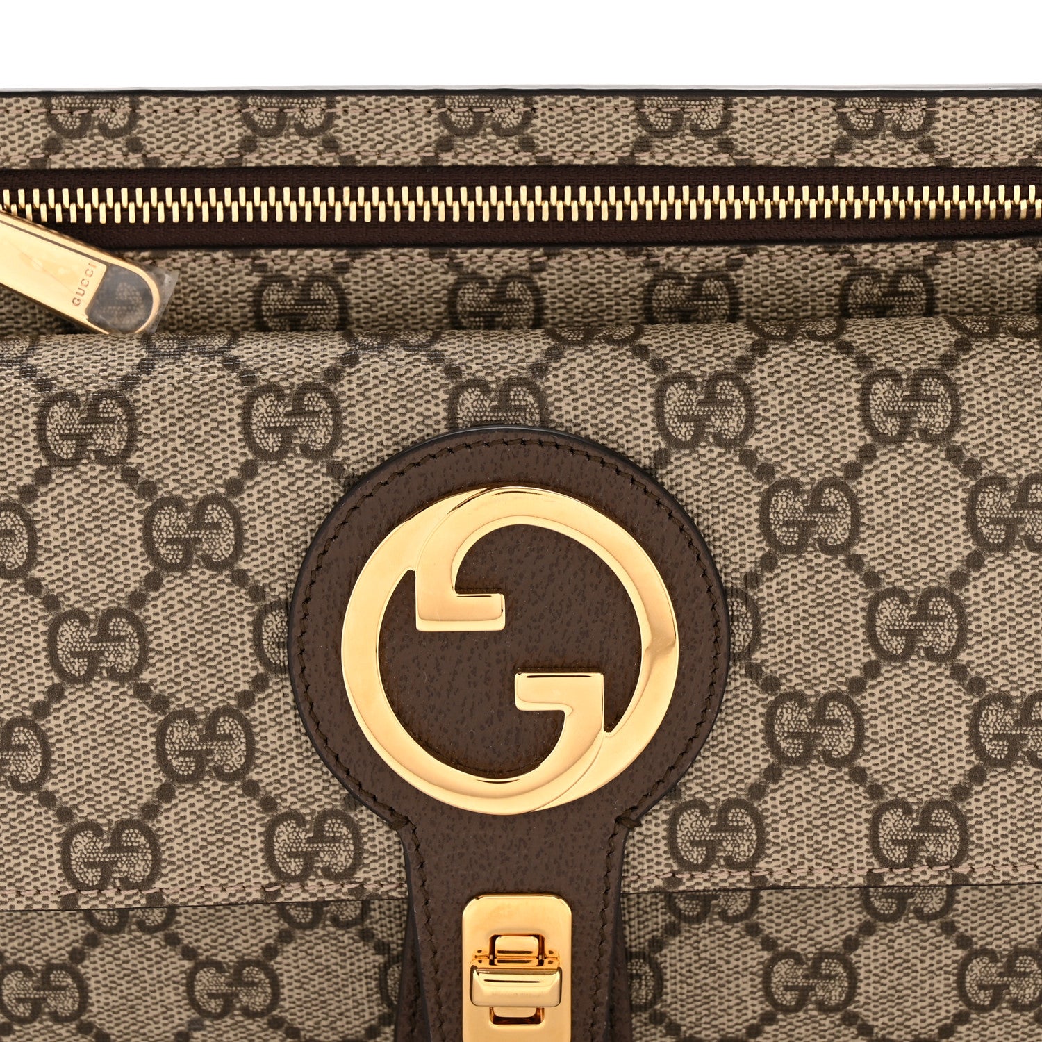 Gucci GG Supreme Monogram Textured Dollar Calfskin Blondie Belt Bag Beige Ebony New Acero 8 of 11
