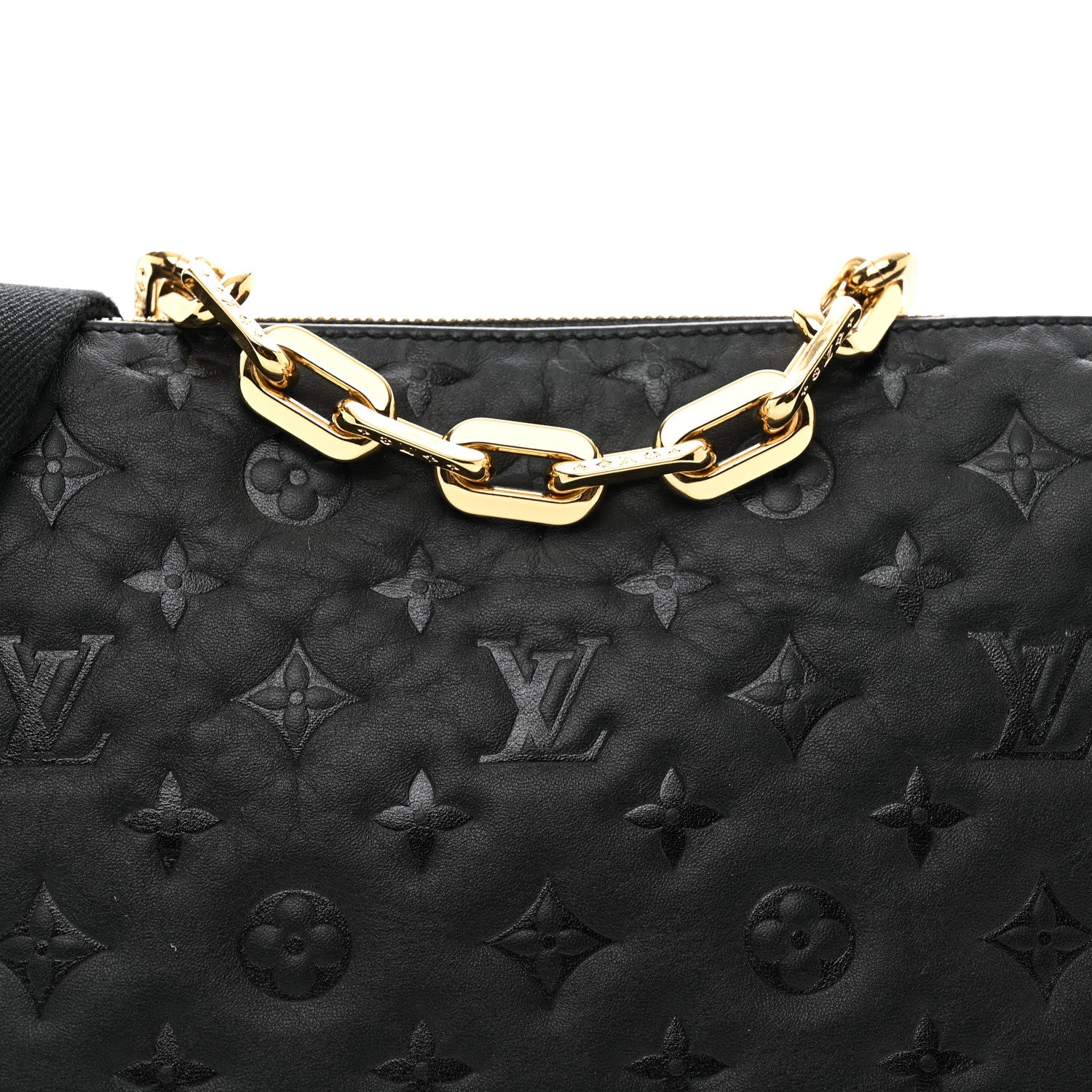 Louis Vuitton Lambskin Embossed Monogram Coussin PM Black 5 of 10