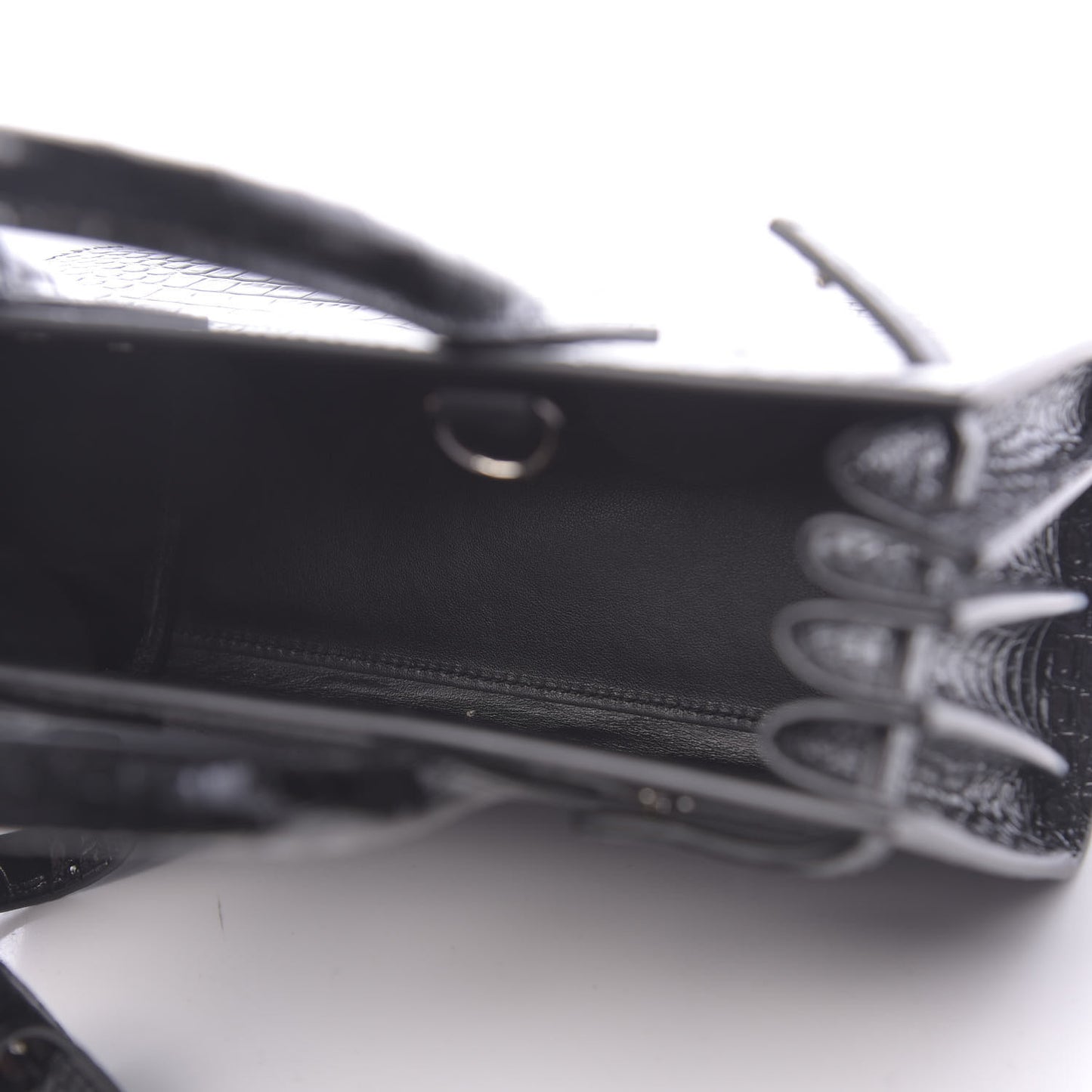 Calfskin Crocodile Embossed Nano Sac De Jour Black