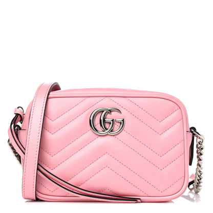 Gucci Calfskin Matelasse Mini GG Marmont Chain Shoulder Bag Wild Rose 1 of 8