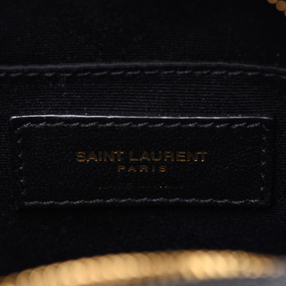 Saint Laurent Grain De Poudre Matelasse Chevron Quilted Round Vinyle Camera Bag Black 6 of 9