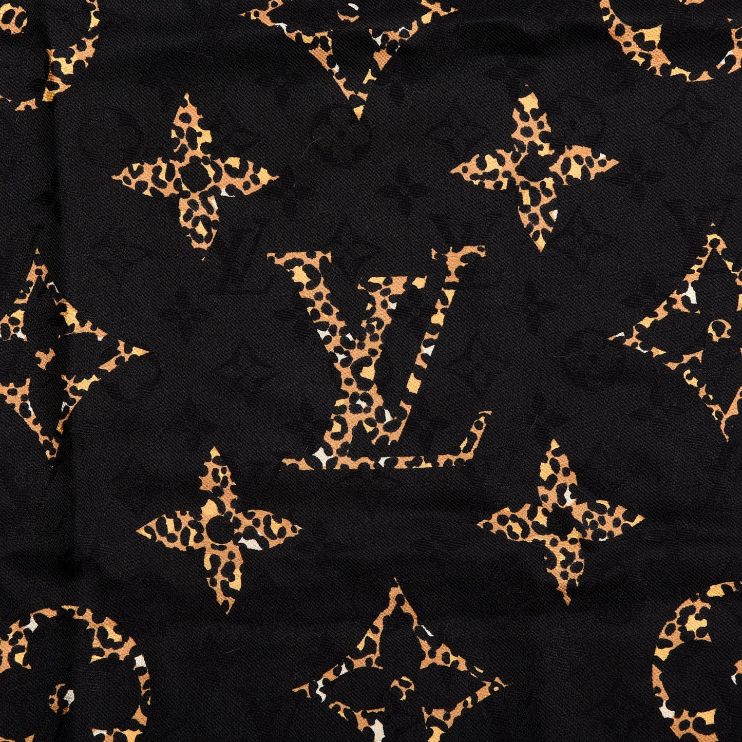Wool Silk Monogram Giant Jungle Shawl Black