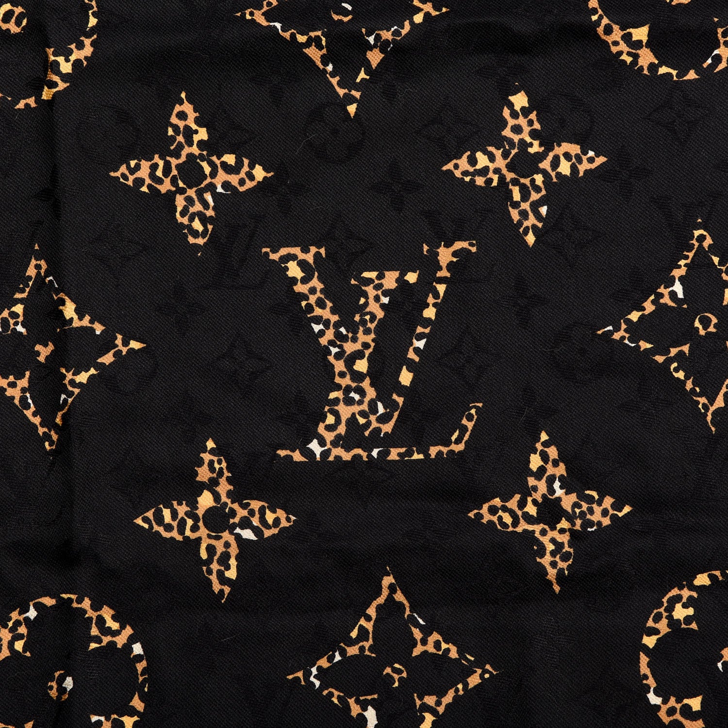 Louis Vuitton Wool Silk Monogram Giant Jungle Shawl Black 4 of 4