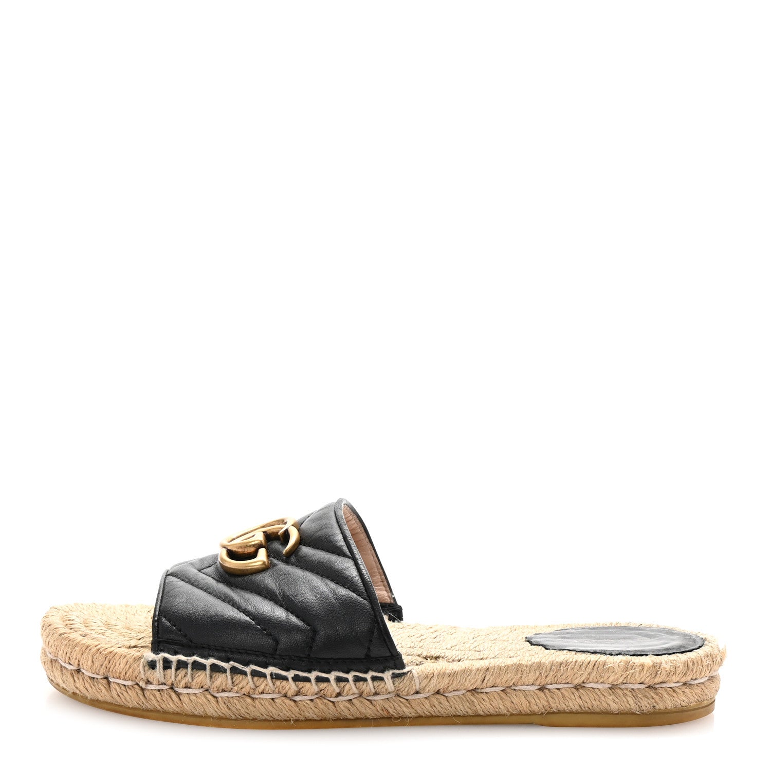 Gucci Nappa Matelasse GG Marmont Espadrille Slide Sandals 38 Black 1 of 10